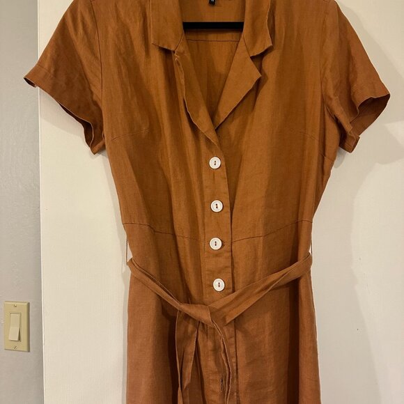 Quince Linen Dress In Excellent Condition - Picture 3 of 4